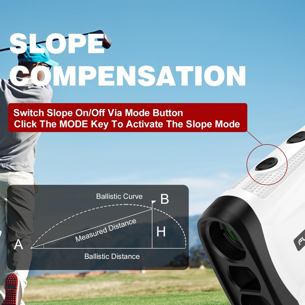 FLYSTONE Precision Laser Range Finder for Golf & Hunting, 1300m Range, White