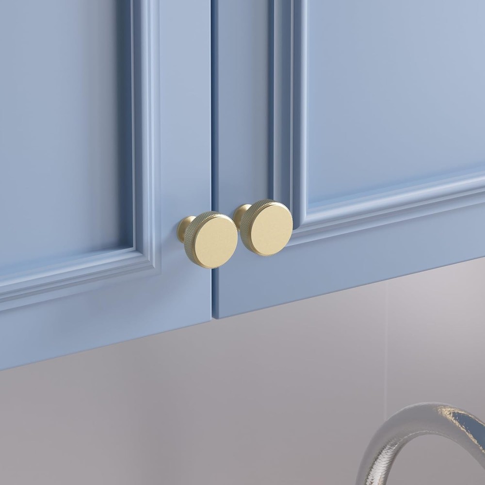 Rergy 10 Pack Knurled Matte Gold Cabinet Knobs Brushed Brass Drawer Pulls Rou...