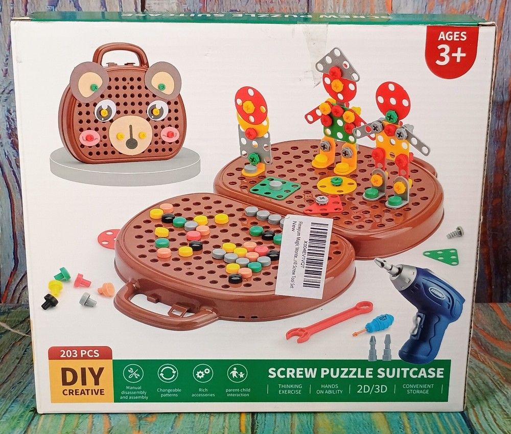 DIY Creative Screw Puzzle Suitcase - 203pcs - YELLOW - NEW