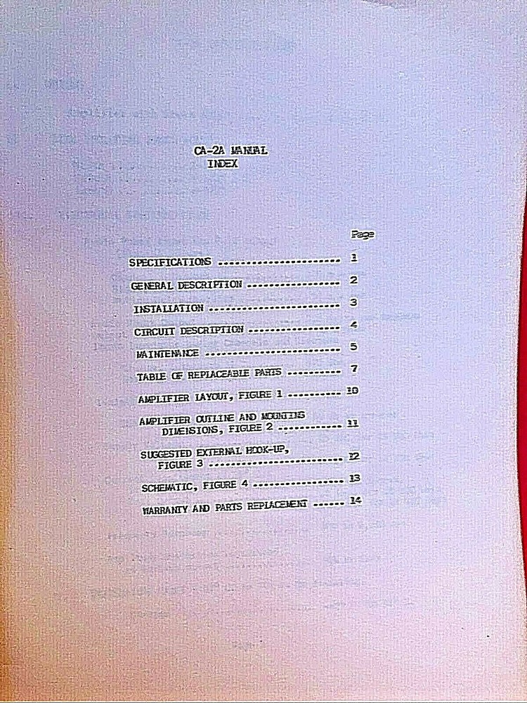 Flite-Tronics CA-2A Instruction Manual Transistorized Audio Amplifier