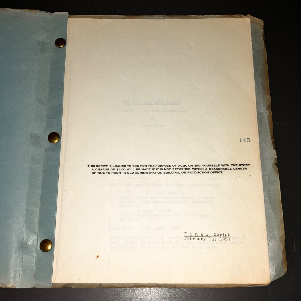 KID FROM LEFT FIELD (2/14/53) Scarce Complete at 41p Final In-Process Script+COA