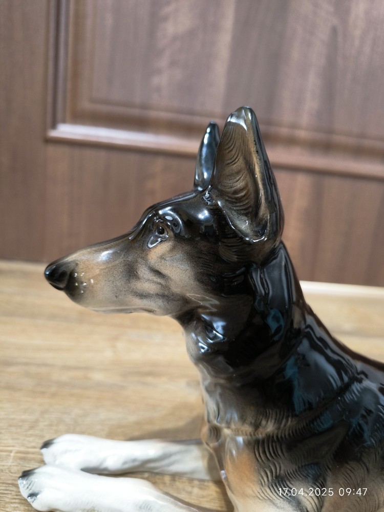 German Shepherd Large Porcelain Figurine Germany