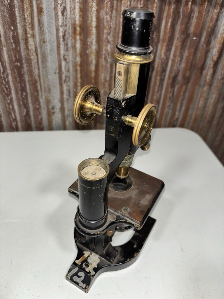 Antique American Professions Supply Scientific Instruments Microscope Brass Old