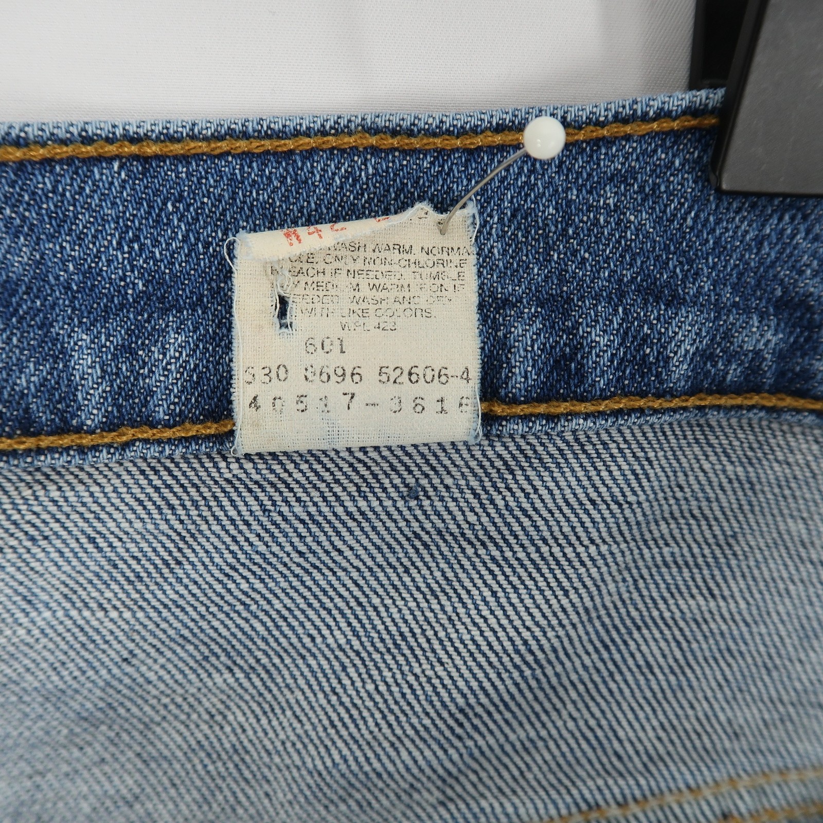 Vintage Levis 517 Jeans Mens 42x32 Blue Bootcut Orange Tab USA Stretch Denim