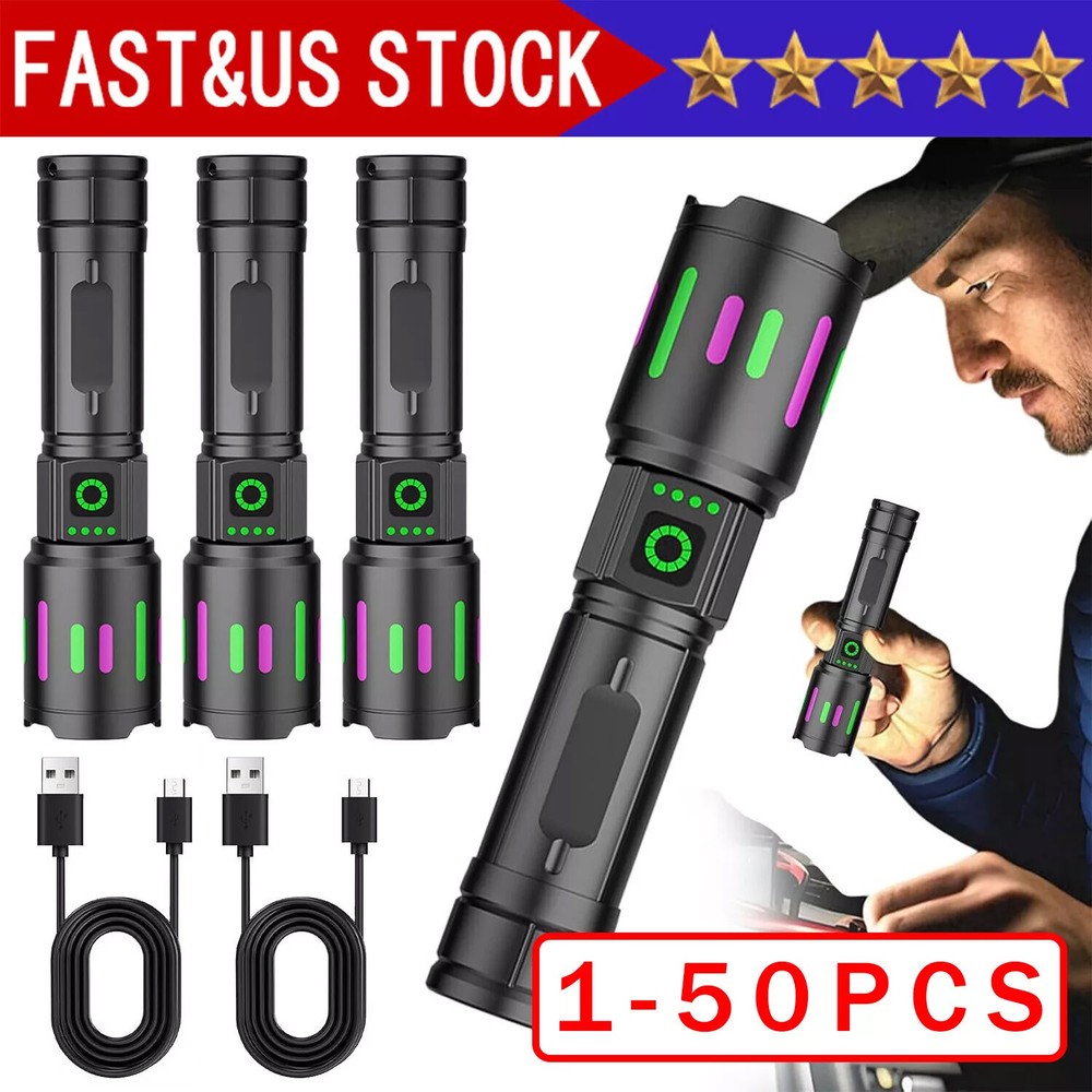 35000000 Lumen Super Bright LED Tactical Flashlight Rechargeable Work Light Lot