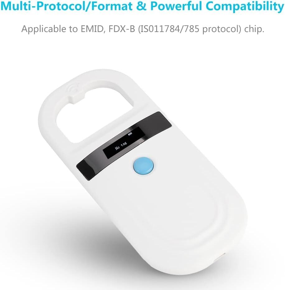 Microchip Reader Rechargeable Pet RFID EMID Micro Chip Reader Scanner 134.2kH...