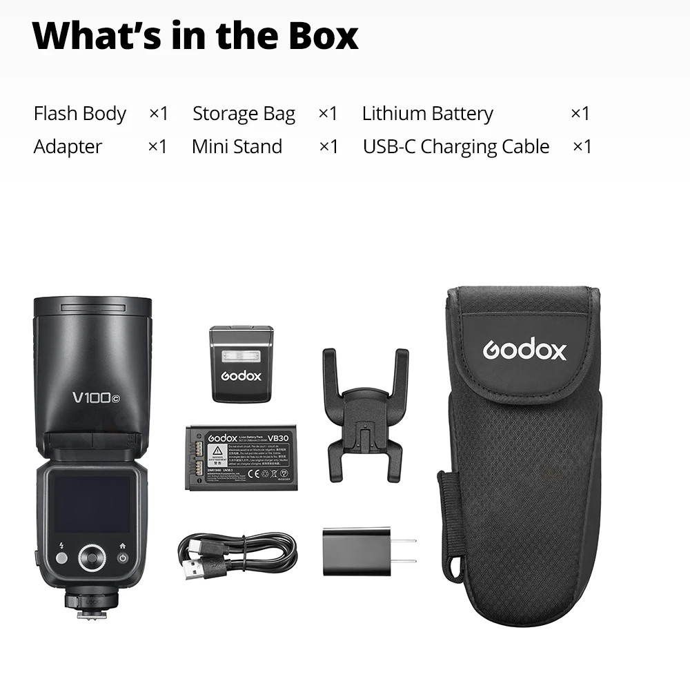 Godox V100C V100-C 2.4G TTL Round Head Camera Flash Speedlite for Canon Cameras