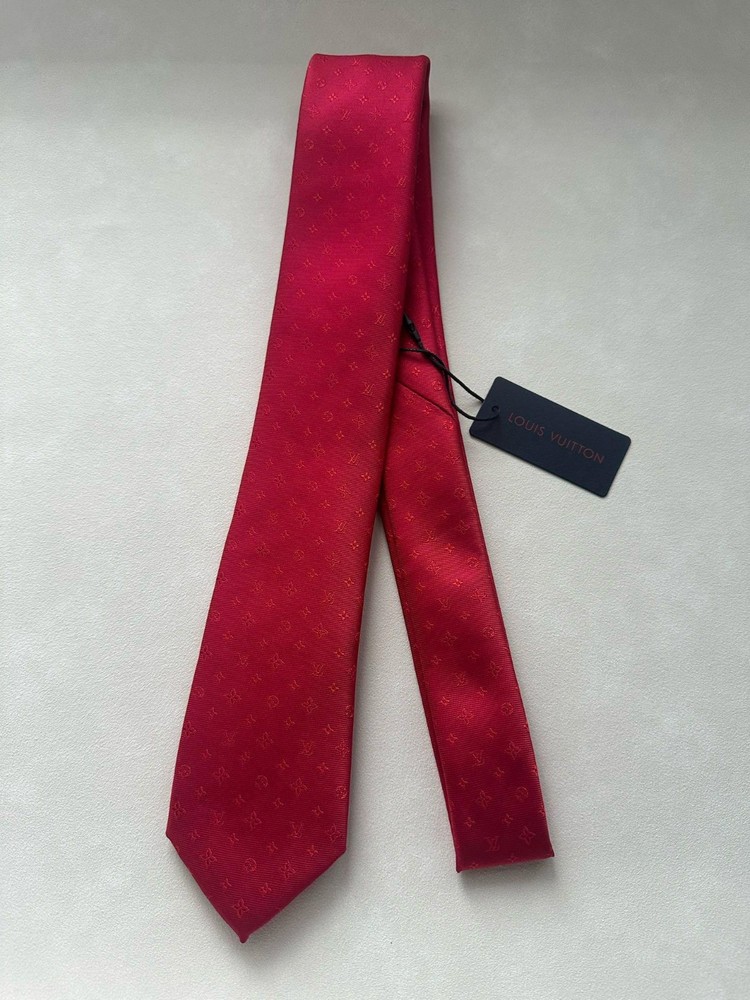 Louis Vuitton Men's Monogram Tie Red Slim Full Packaging
