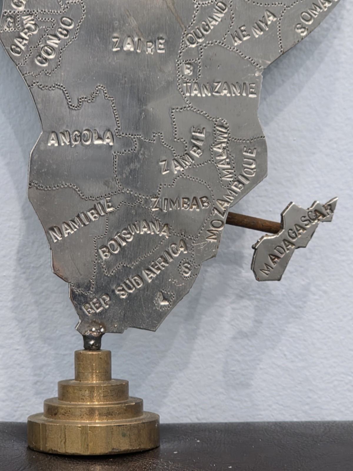 Vintage Steel Africa Map Unique Rare, Handmade, Ethnic Home Office Decor