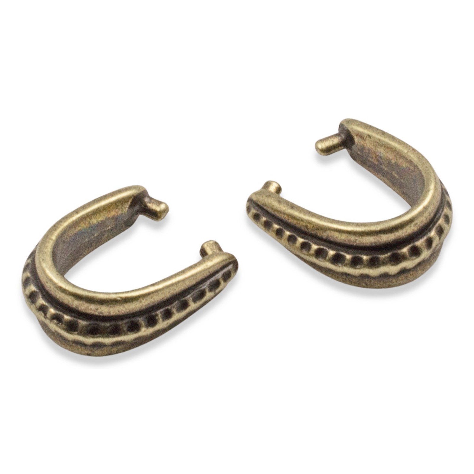 Antique Brass Large Hammered Pinch Bails, 4-Pack Vintage Bronze Pendant Holders