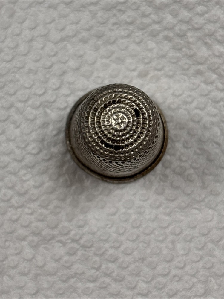 Antique Sterling Silver Size 9 Etched Thimble