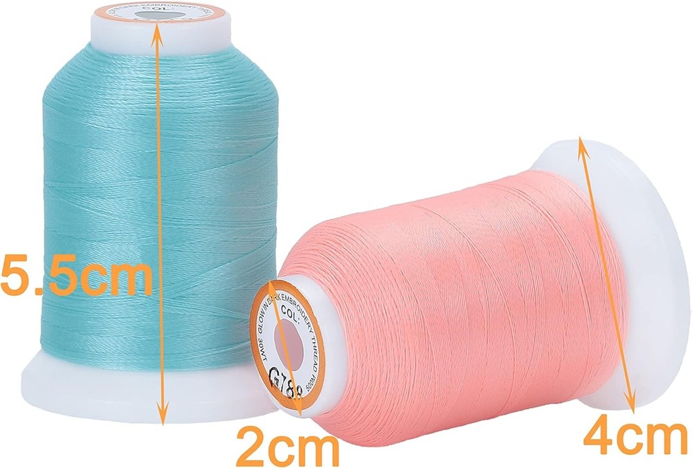 Glow Embroidery Thread – 8 Colors 500M Spools
