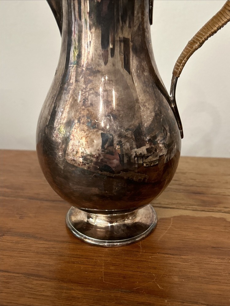 Engraved Vintage Silverware Plate Pitcher Jug Silver Plated