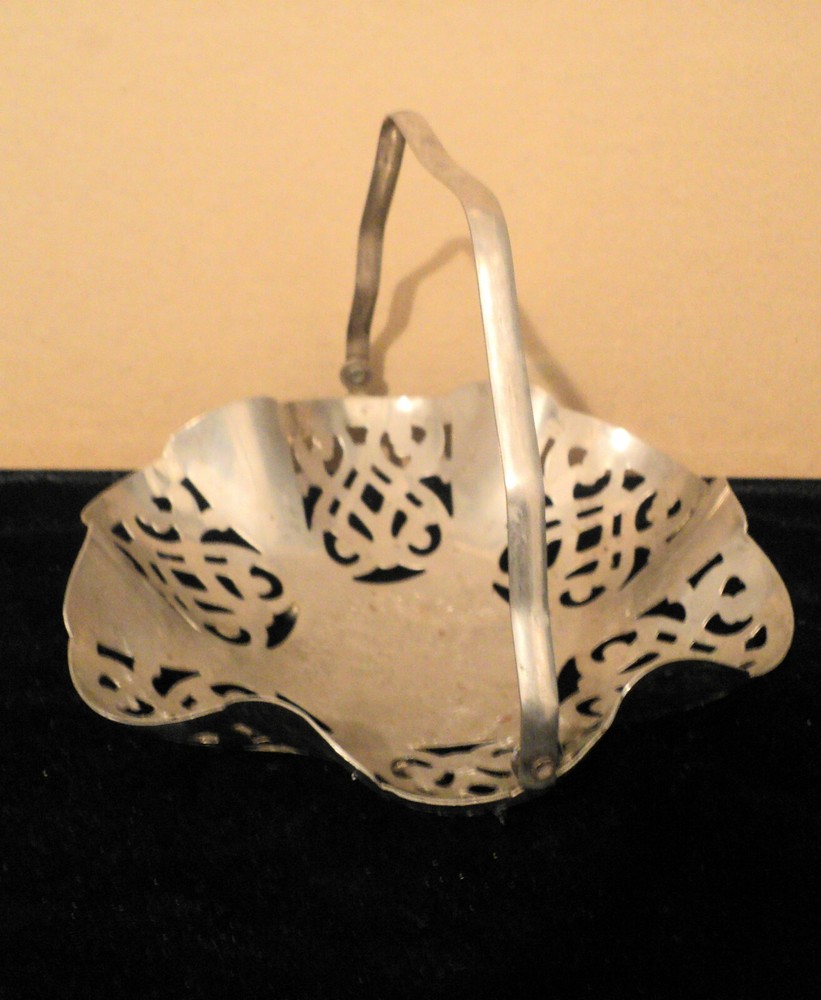 Vintage Metal Candy Trinket Dish With Handle
