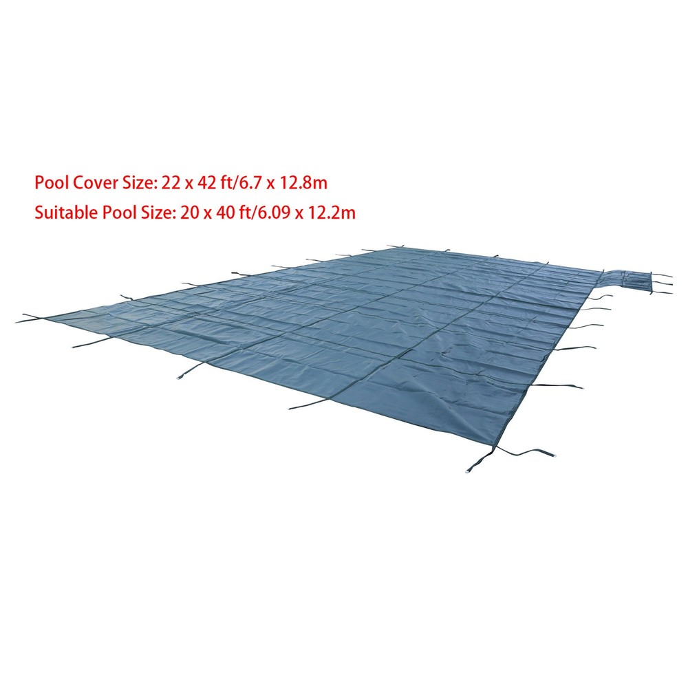 Pool Safety Cover For 20x40ft Rectangular with 4x8ft Center End Step Green Mesh