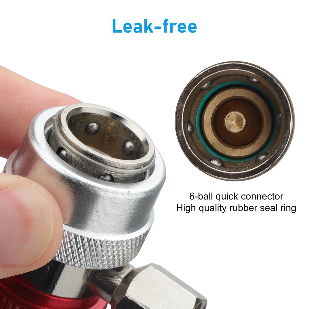 2x R134A Quick Coupler Adapter, Adjustable HP & LP Connector for Car AC System