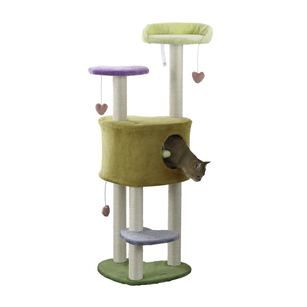 CTR1002A Aisling 51" 4-Tier Modern Sisal Heart Cat Tree with Scratching Posts...