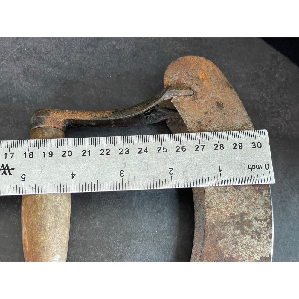 Antique Double-Blade Mezzaluna Herb Chopper - Rustic Primitive Kitchen Tool
