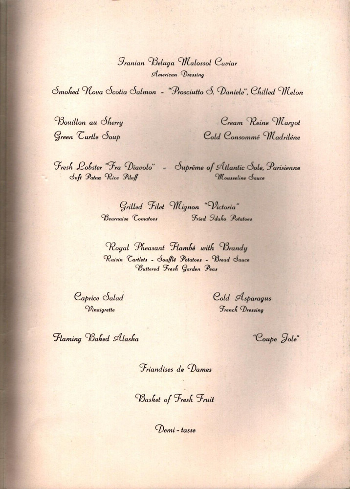 Captain's Dinner Menu, M/S Victoria 1969