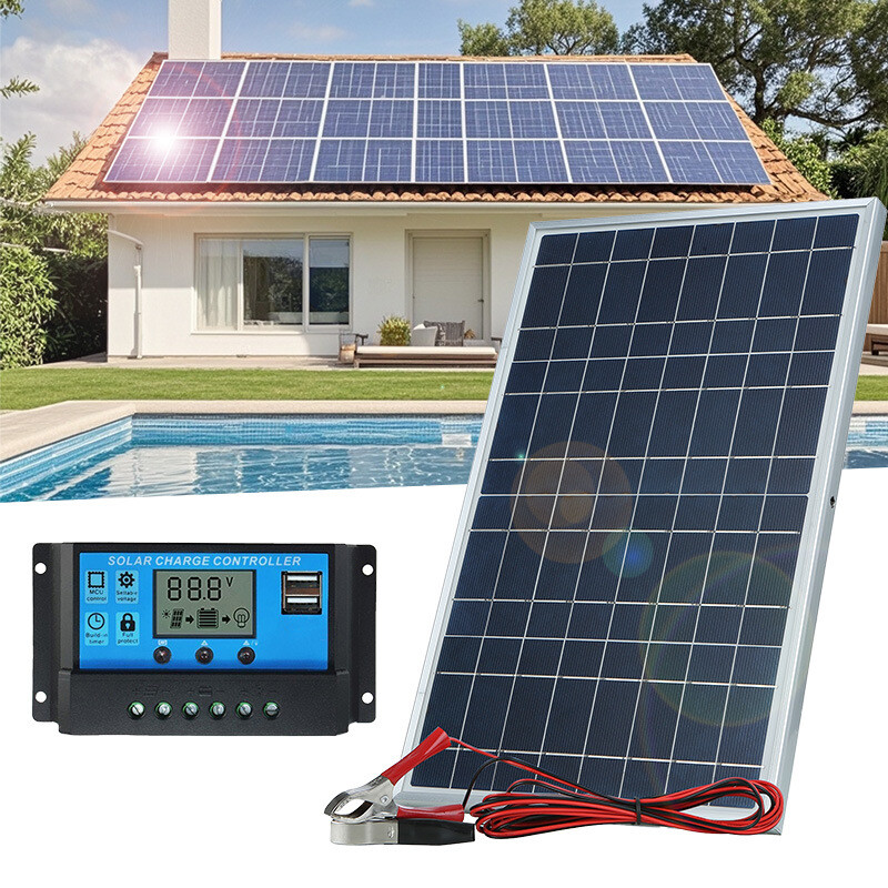 4PCS Solar Panel Kit 100A 12V Trickle Charger Battery Maintainer w/ Controller
