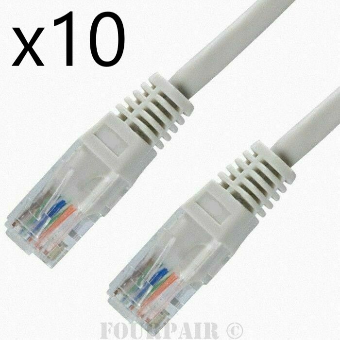 10 Pack Lot - 25ft CAT6 Ethernet Network LAN Router Patch Cable Cord Wire Gray