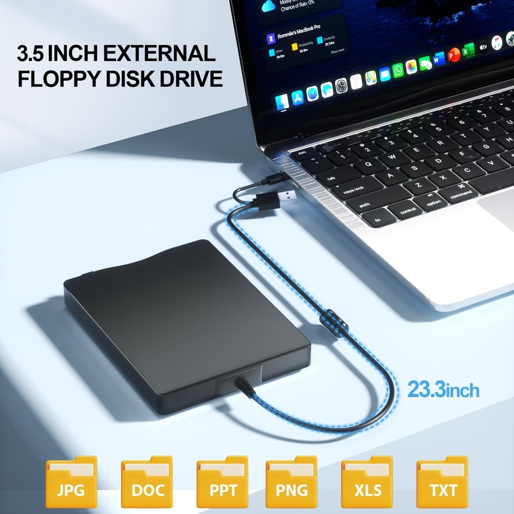 External Floppy Disk Drive with Carrying Case – 3.5 inch Floppy Disk Reade