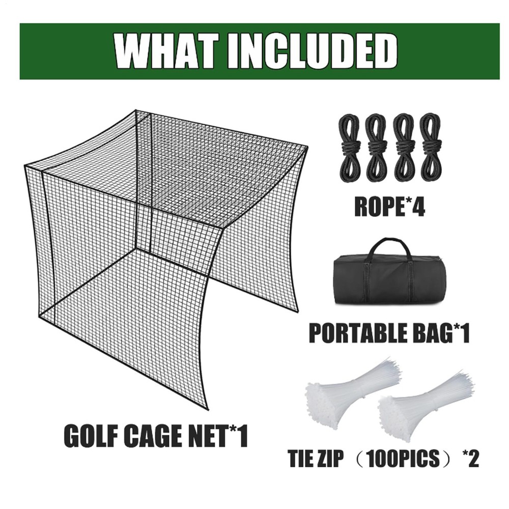 10X10X10FT Golf Driving Cage Practice Net 2 Layer For Swing Hitting Kit