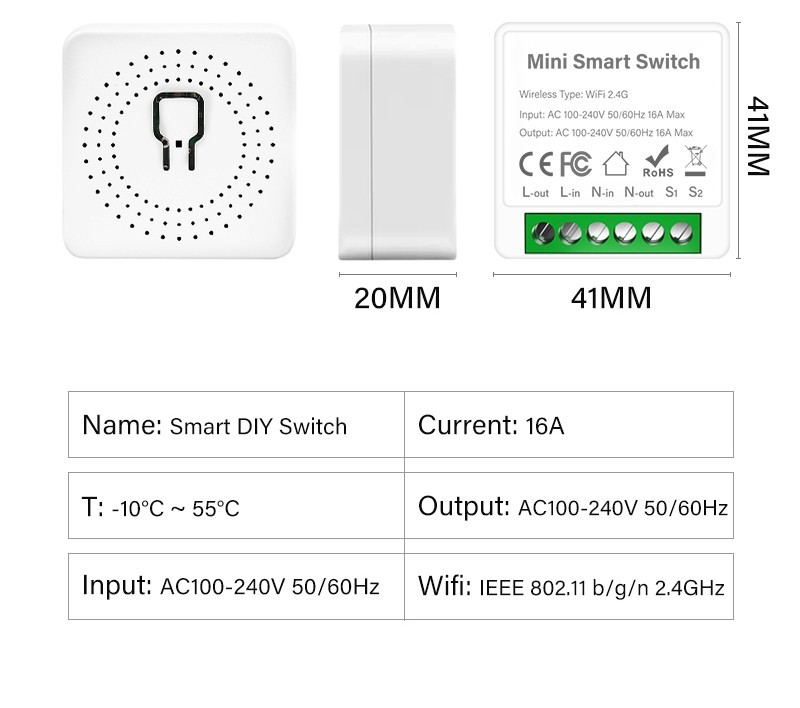 Smart WiFi Switch Switch Smart WiFi Switch White WiFi Module Home Devices