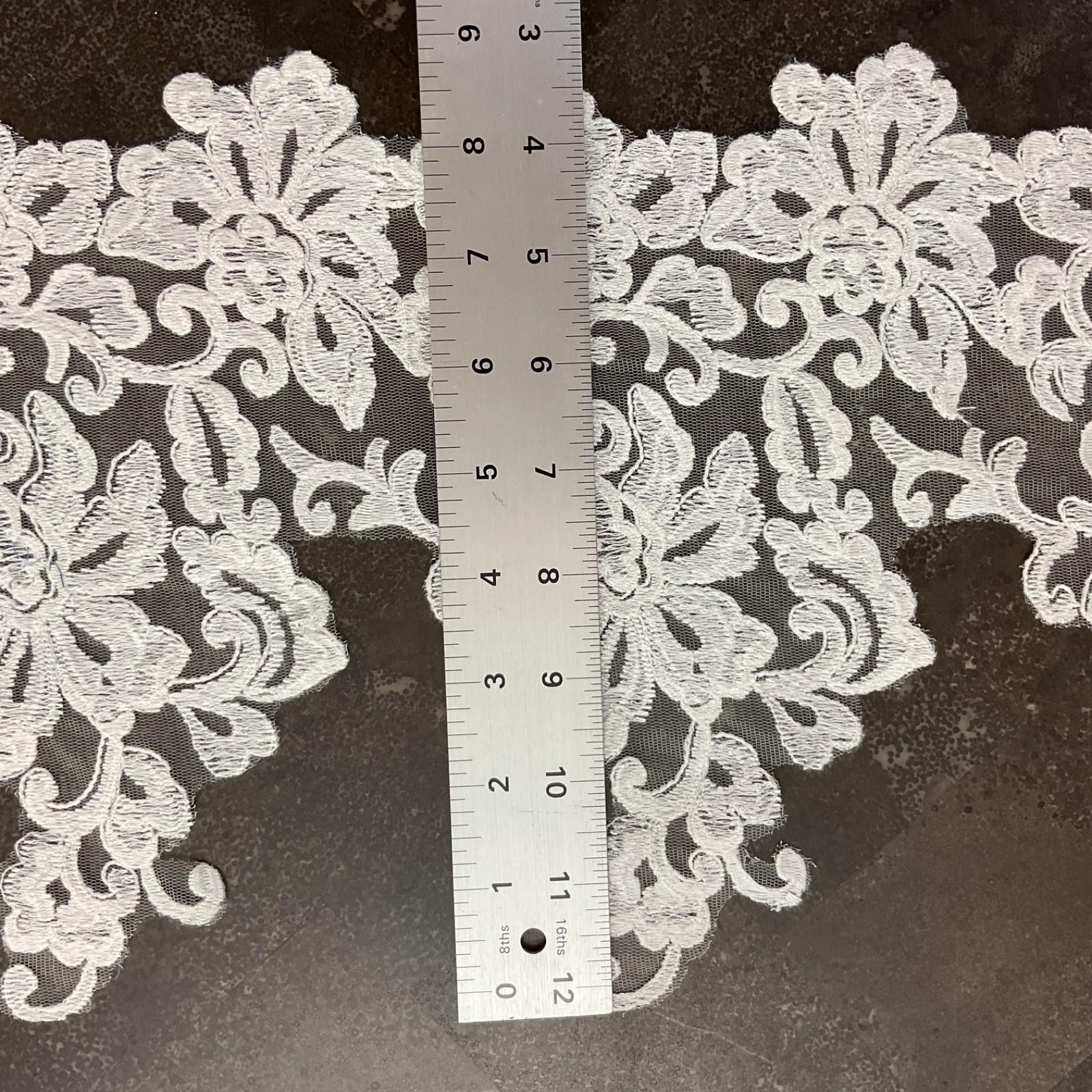 Chantilly lace embroidered bridal sewing trim 4 yards scalloped floral