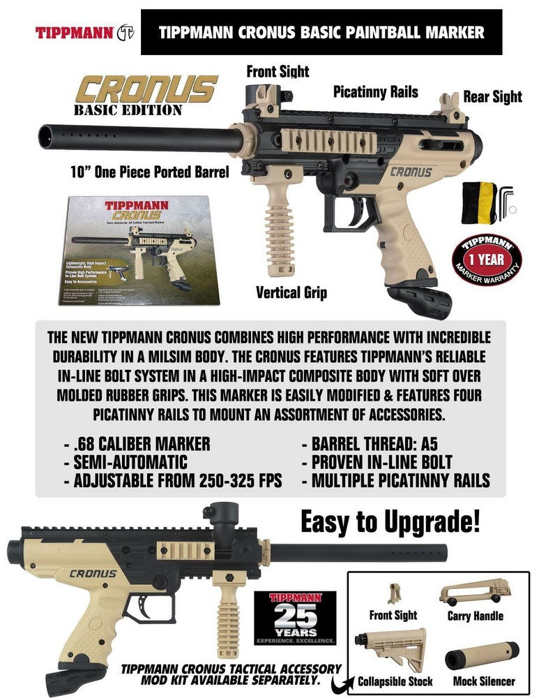 Tippmann Cronus Basic Paintball Gun - Black / Tan