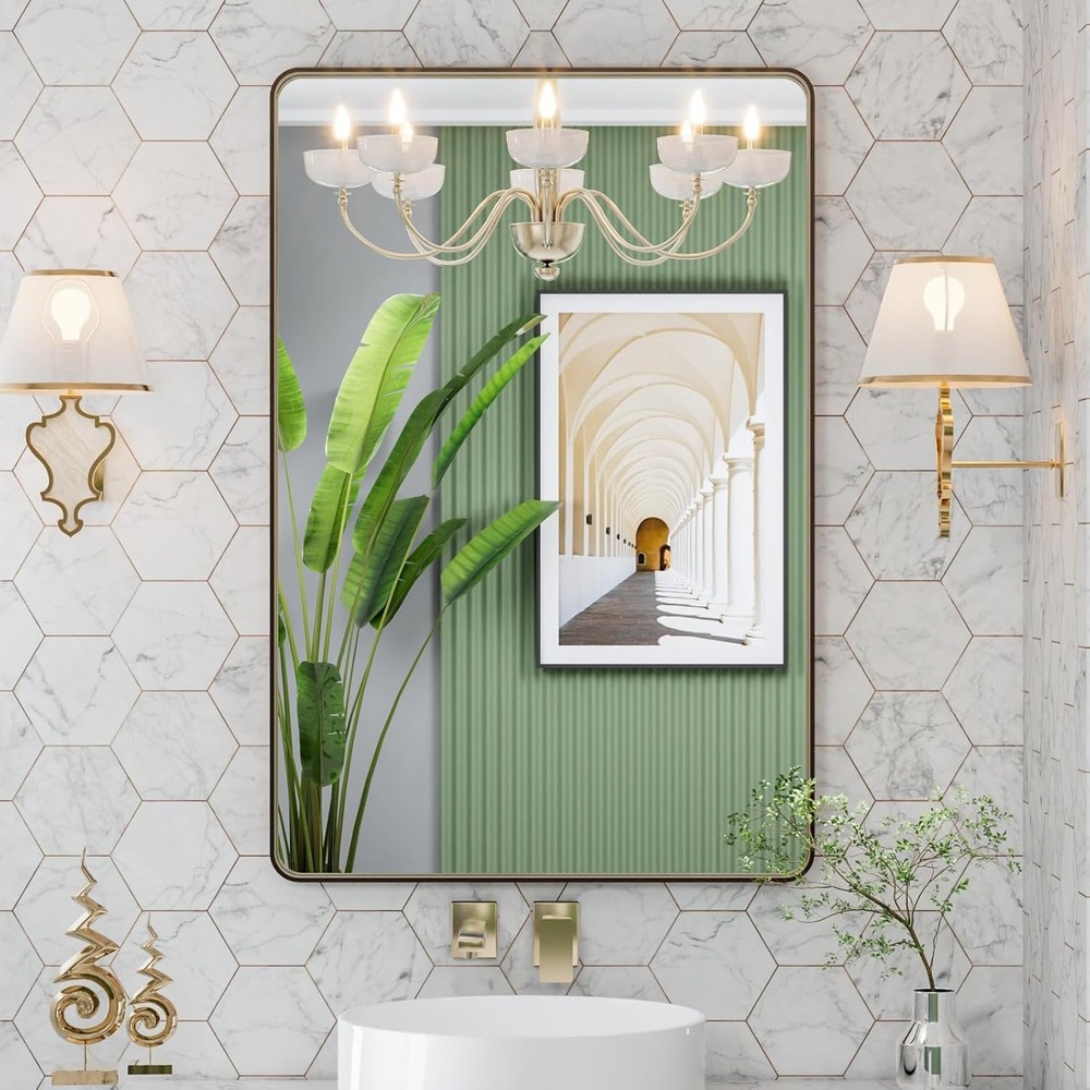Versatile 24"x32" Wall Mounted Bronze Mirror - Hang Horizontally or Vertically