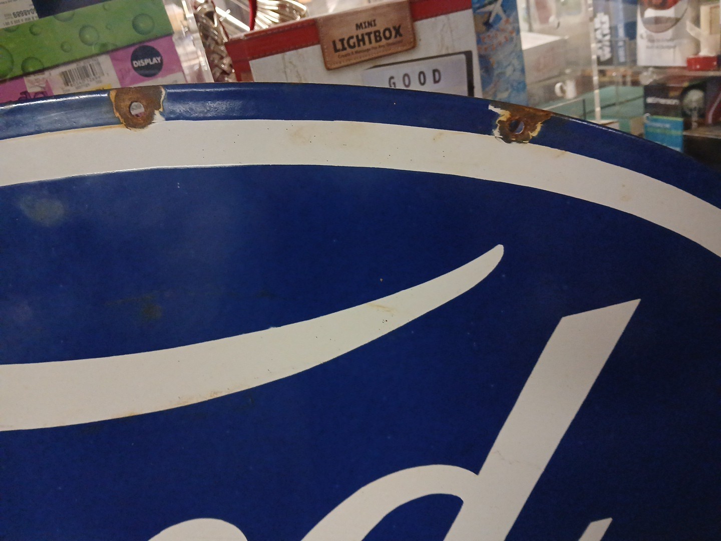 VINTAGE LARGE FORD PORCELAIN METAL SIGN 4FT CAR TRUCK AUTO DEALER SALES SERVICE