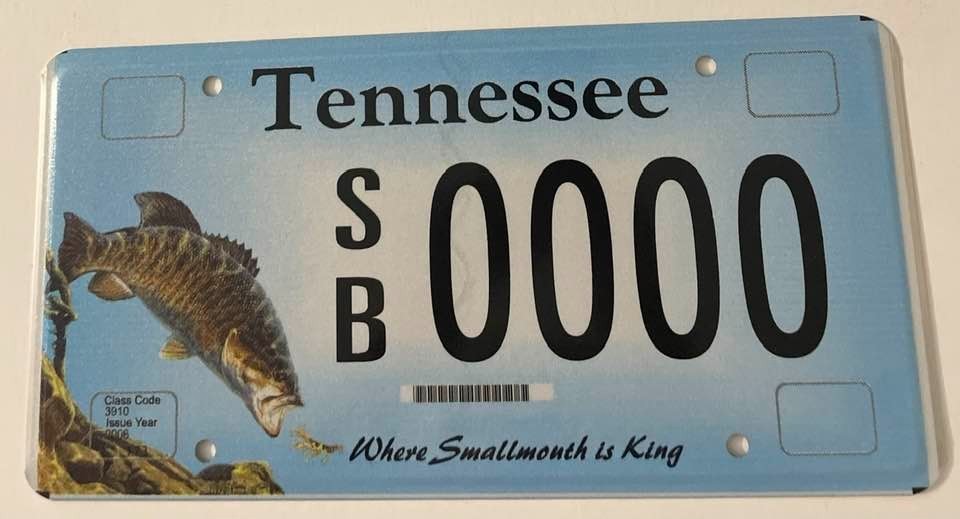 Tennessee Where Smallmouth Is King Sample License Plate Bass Fishing