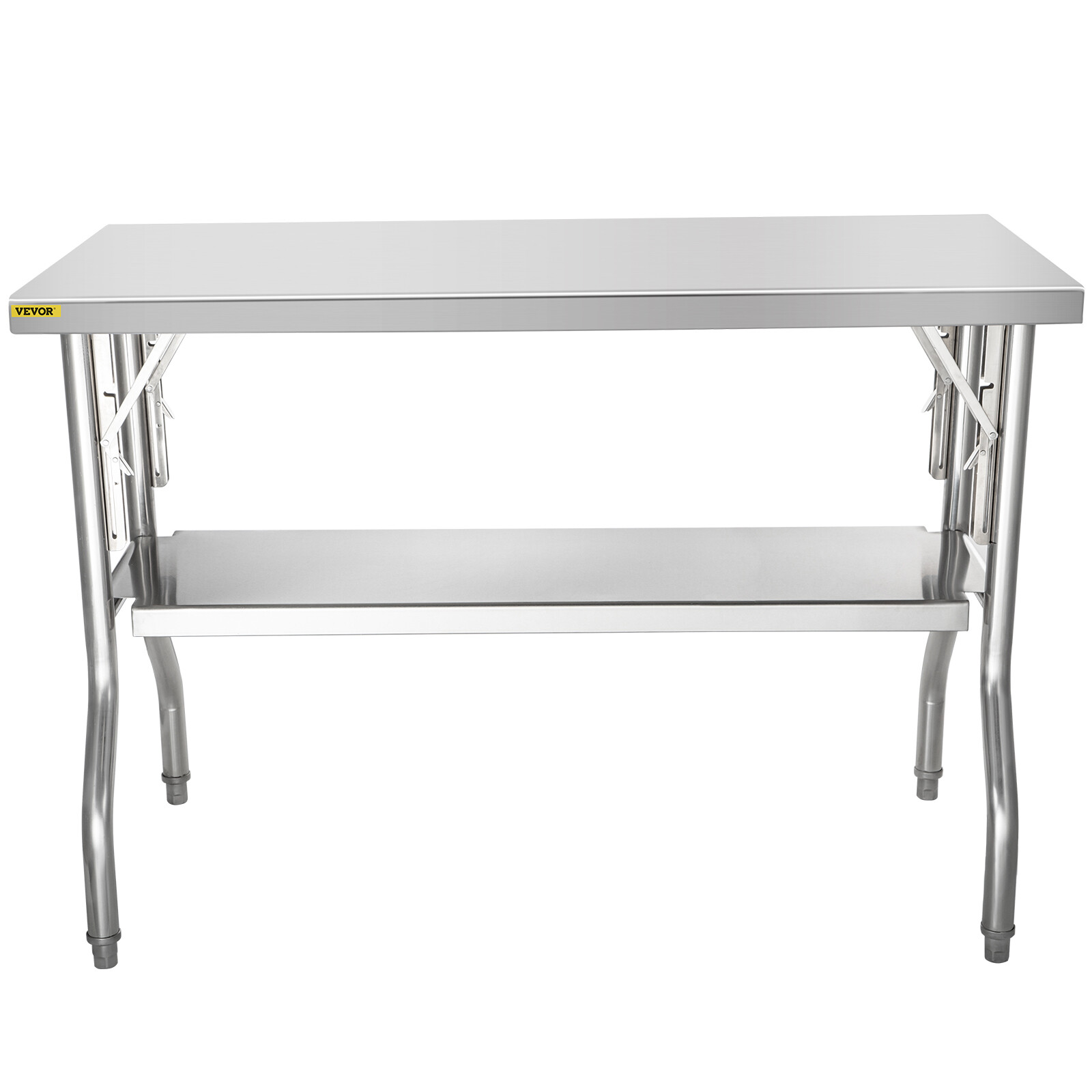 VEVOR Commercial Stainless Steel Folding Work Prep Tables Open Kitchen 48x24 In