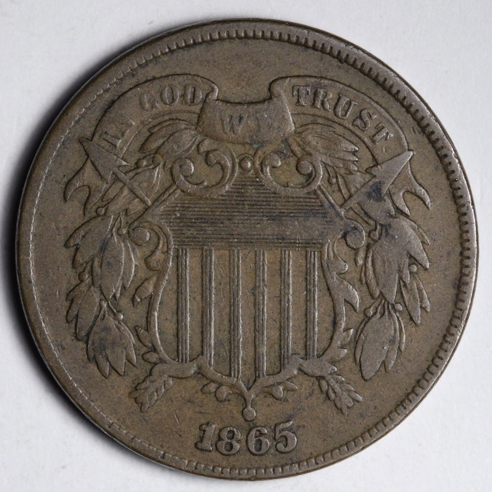 1865 Two Cent Piece XF E188 TONO