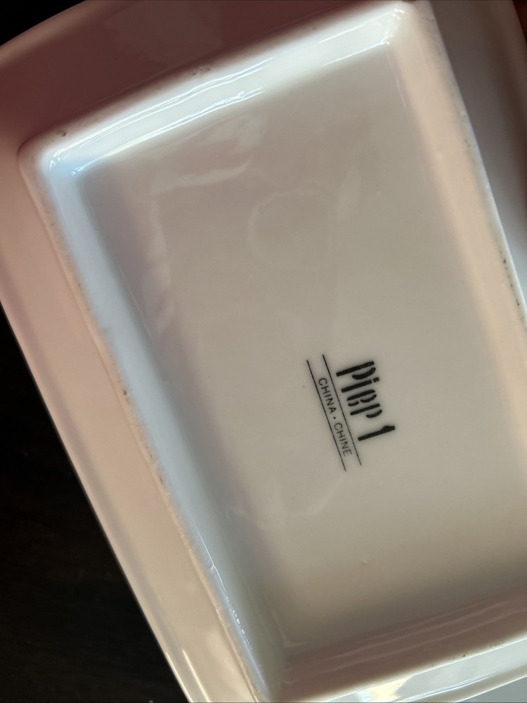 Pier 1 White Rectangular Ceramic Small Appetizer Salad Plates 8.5”x 5.5"