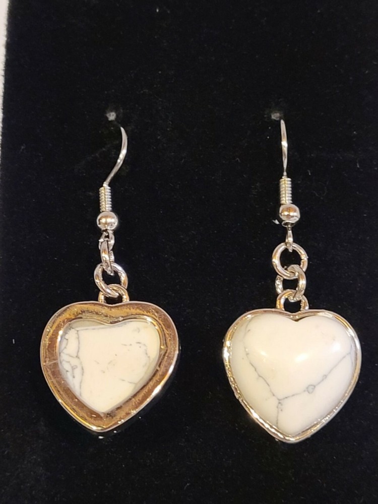 Heart White Turquoise Crystal Drop Earrings