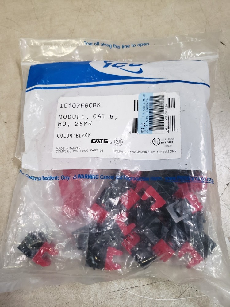 IC107F6CBK Cat6 HD Module - 25 Pack - Black