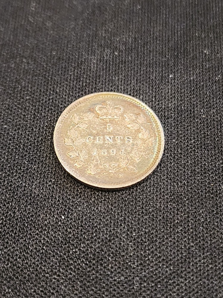 1894 Canada 5 Cents Silver Coin