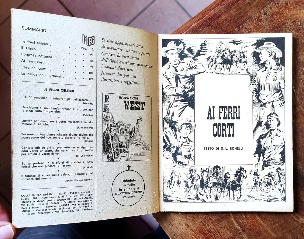TEX Comic No. 65 Bonelli 1969 AI FERRI CORTI Read Description