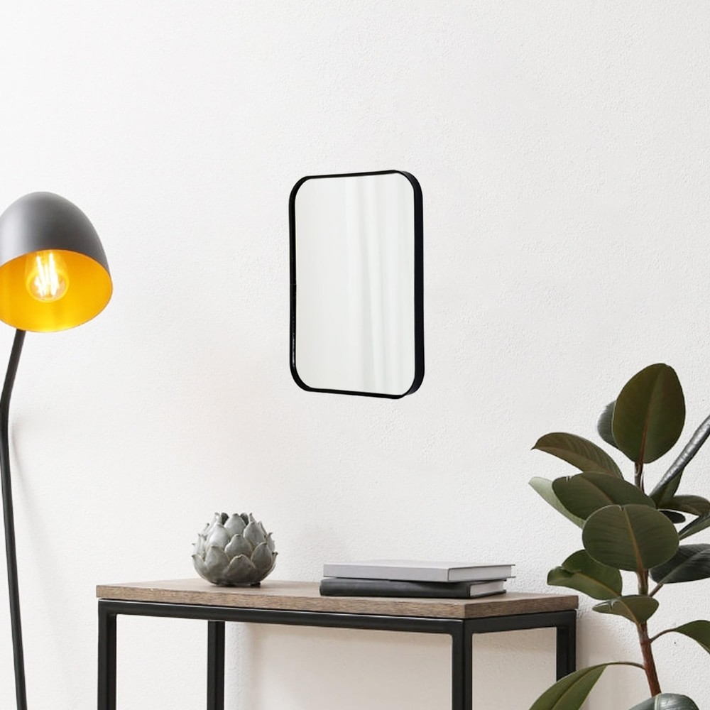 Aluminum Metal Framed Mirror with Rounded Corners, Rust Resistant, Wall Mount...