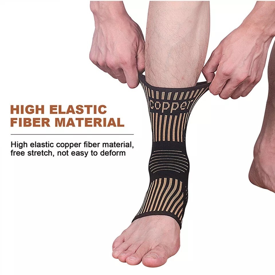 Copper Ankle Brace Silver Support Compression Sleeve Socks Foot Fasciitis Pain