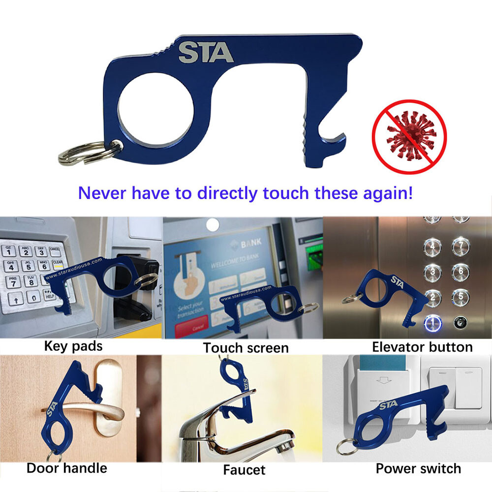 Portable 2Pcs Contactless Keychain No Touch Hand Tool Anti-Microbial Keychains
