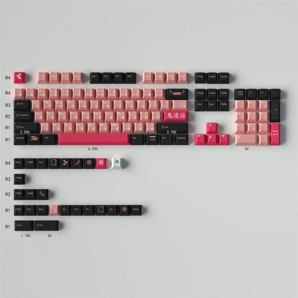 Devil Killer 130 Key PBT Keycap Set - Cherry colored Mechanical Keyboard