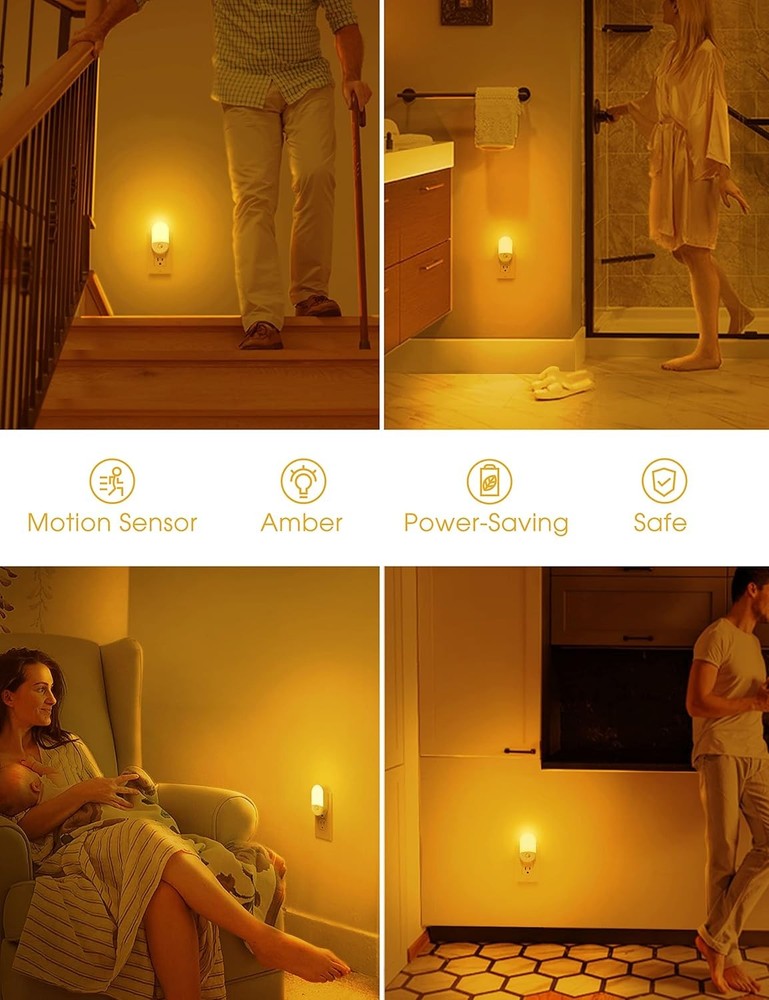 Amber Night Light, 2 Pack, LOHAS Lights Plug into Wall