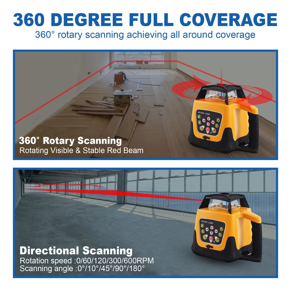 Self-Leveling 360° Rotary Rotating Red Laser Level Tool Kit Automatic 500m Range
