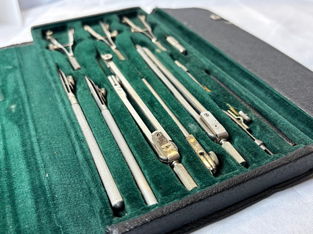 Post 1135 Drafting Engineers Tool Compass Set with Case Made In Germany