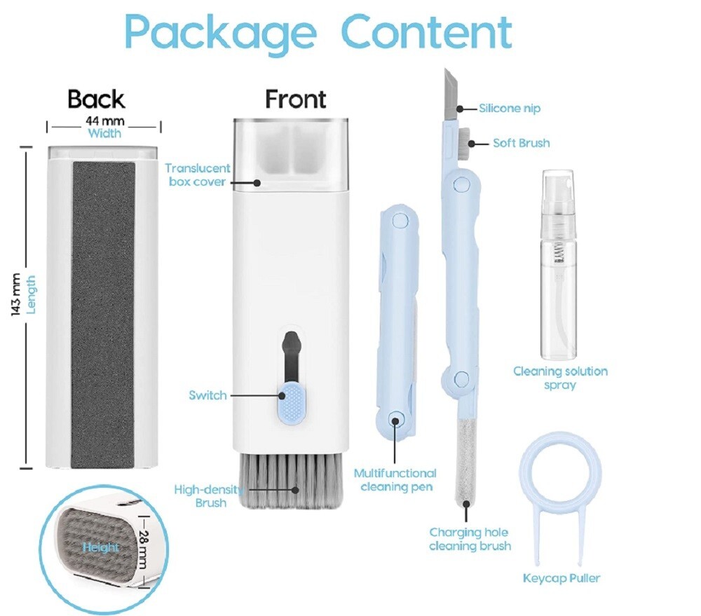 7-in-1 Keyboard Cleaning Kit - Universal Screen, Earphone Dusting & Brush Tool