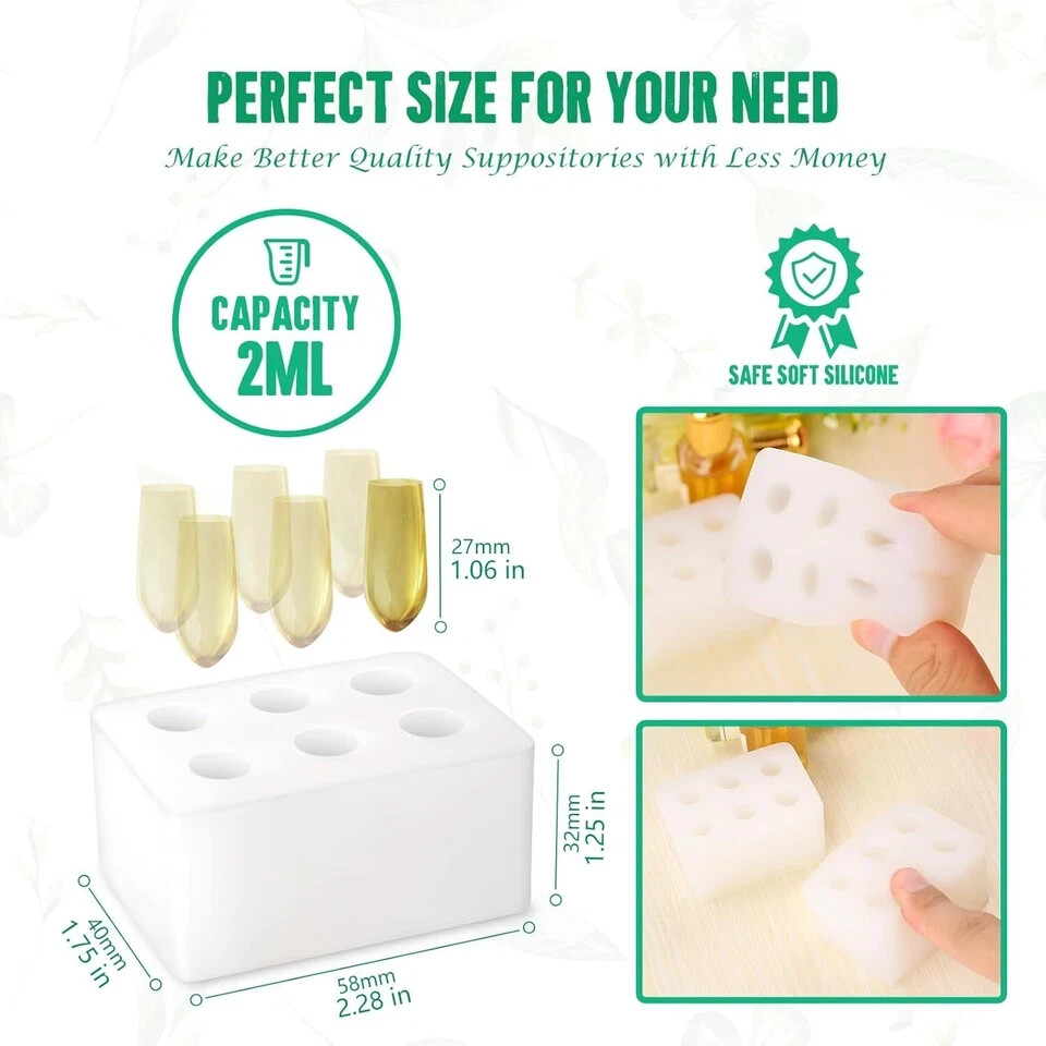 Reusable Silicone Suppository Molds Kit, 2ML | Includes 4 Suppository Mold Trays