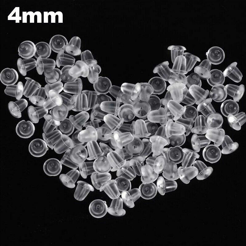 100x Silicone Earring Backs Rubber Earring Backs Stopper Cap Soft Clear Ear Ring